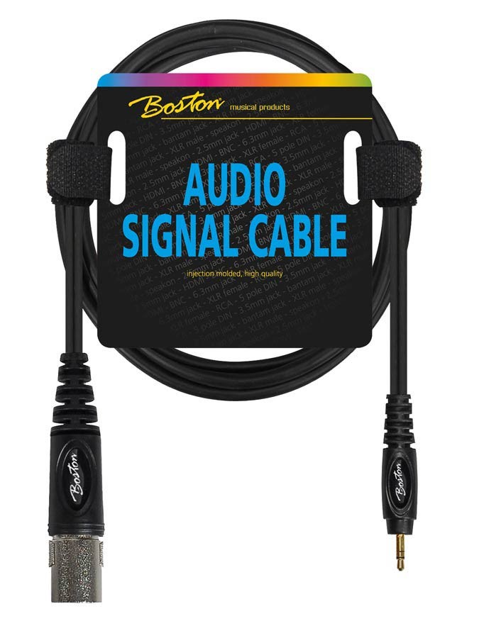 BOSTON Cavo audio, 1x XLR M - 1x jack M stereo 3.5mm, 0,30m, nero