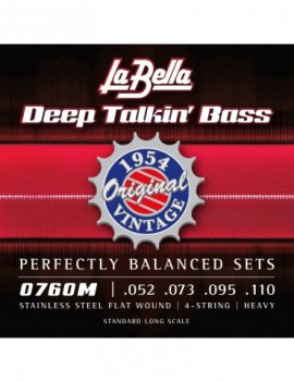 LA BELLA La Bella Stainless Steel Flat Wound | Muta di corde lisce per basso 4 corde 0760M Scalatura: 052-073-095-110