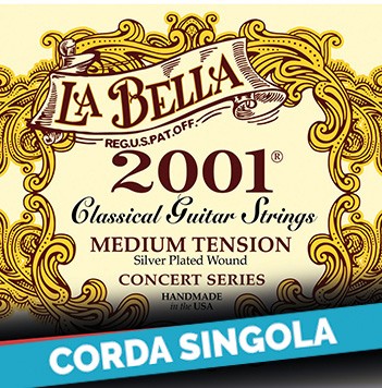 LA BELLA Corda singola La Bella per chitarra classica, modello 2001MED 2001M Scalatura: 029