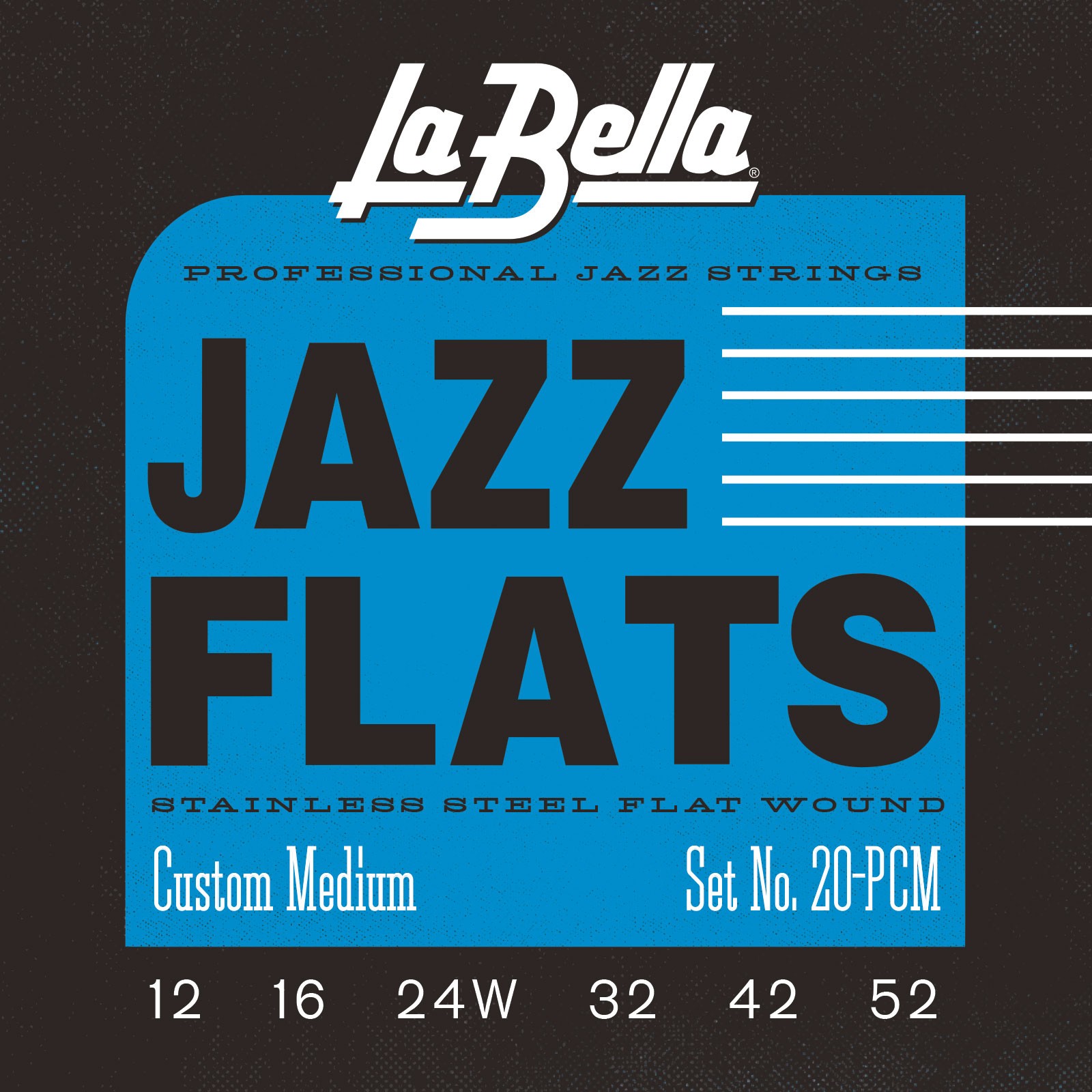 LA BELLA La Bella Jazz Flats | Muta di corde lisce per chitarra jazz 20PCM Scalatura: 012-016-024W-032-042-052