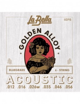 LA BELLA La Bella Golden Alloy | Muta di corde per chitarra acustica 40PB Scalatura: 012-016-026w-035-046-056