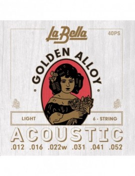 LA BELLA La Bella Golden Alloy | Muta di corde per chitarra acustica 40PS Scalatura: 012-016-022w-031-041-052