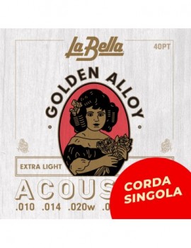 LA BELLA Corda singola La Bella per chitarra acustica, modello 40PT Golden Alloy 41PT Scalatura: 010