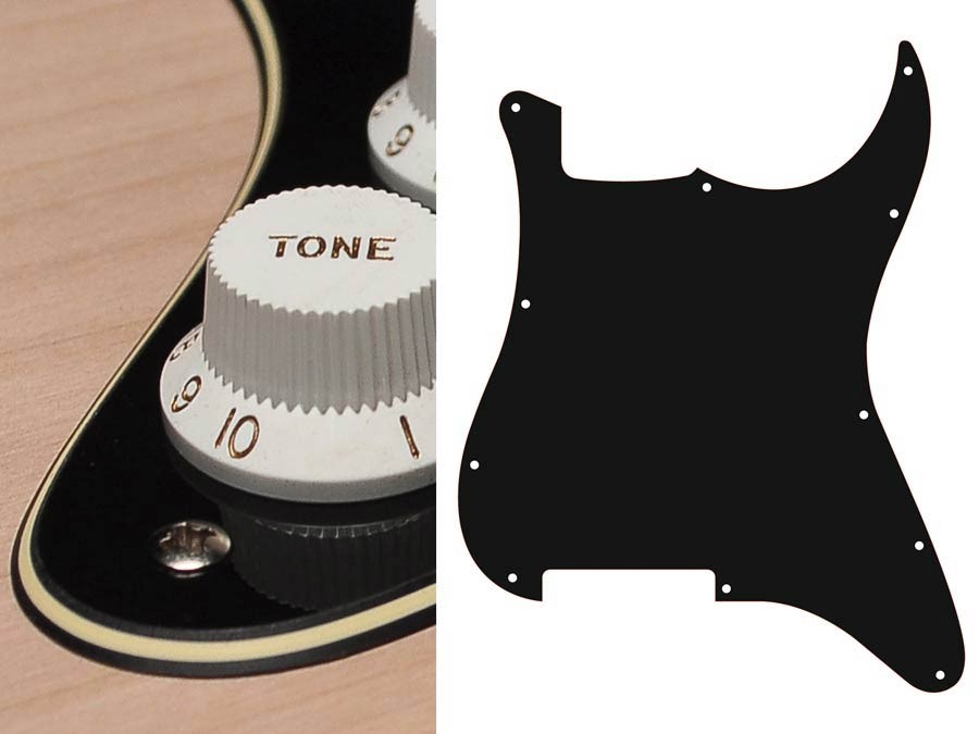 BOSTON Battipenna per chitarra elettrica ST, no holes (only screw holes), 3 strati, black and cream