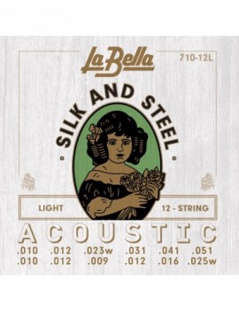 LA BELLA La Bella Silk & Steel | Muta di corde per chitarra acustica 12 corde 710-12L Scalatura: