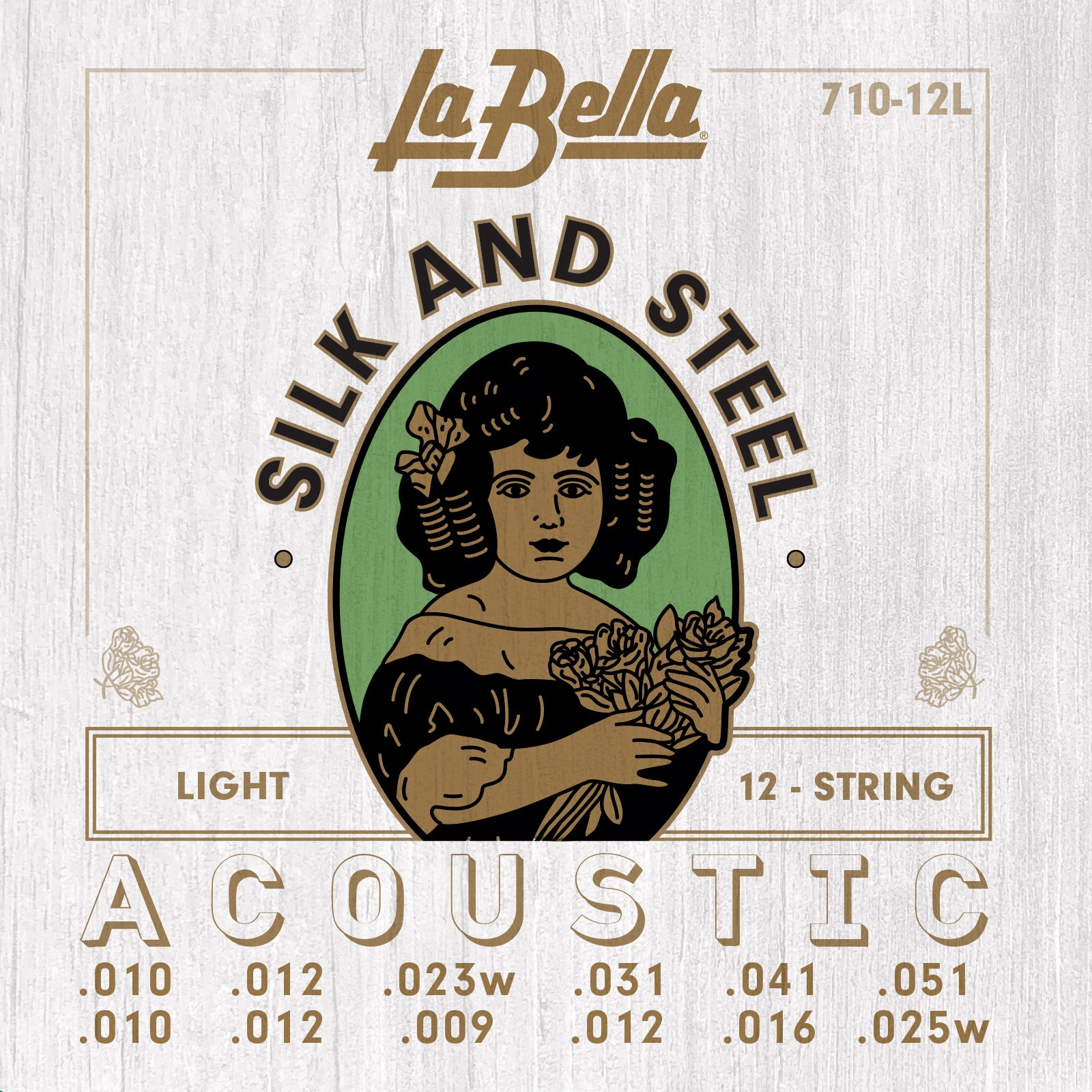 LA BELLA La Bella Silk & Steel | Muta di corde per chitarra acustica 12 corde 710-12L Scalatura:
