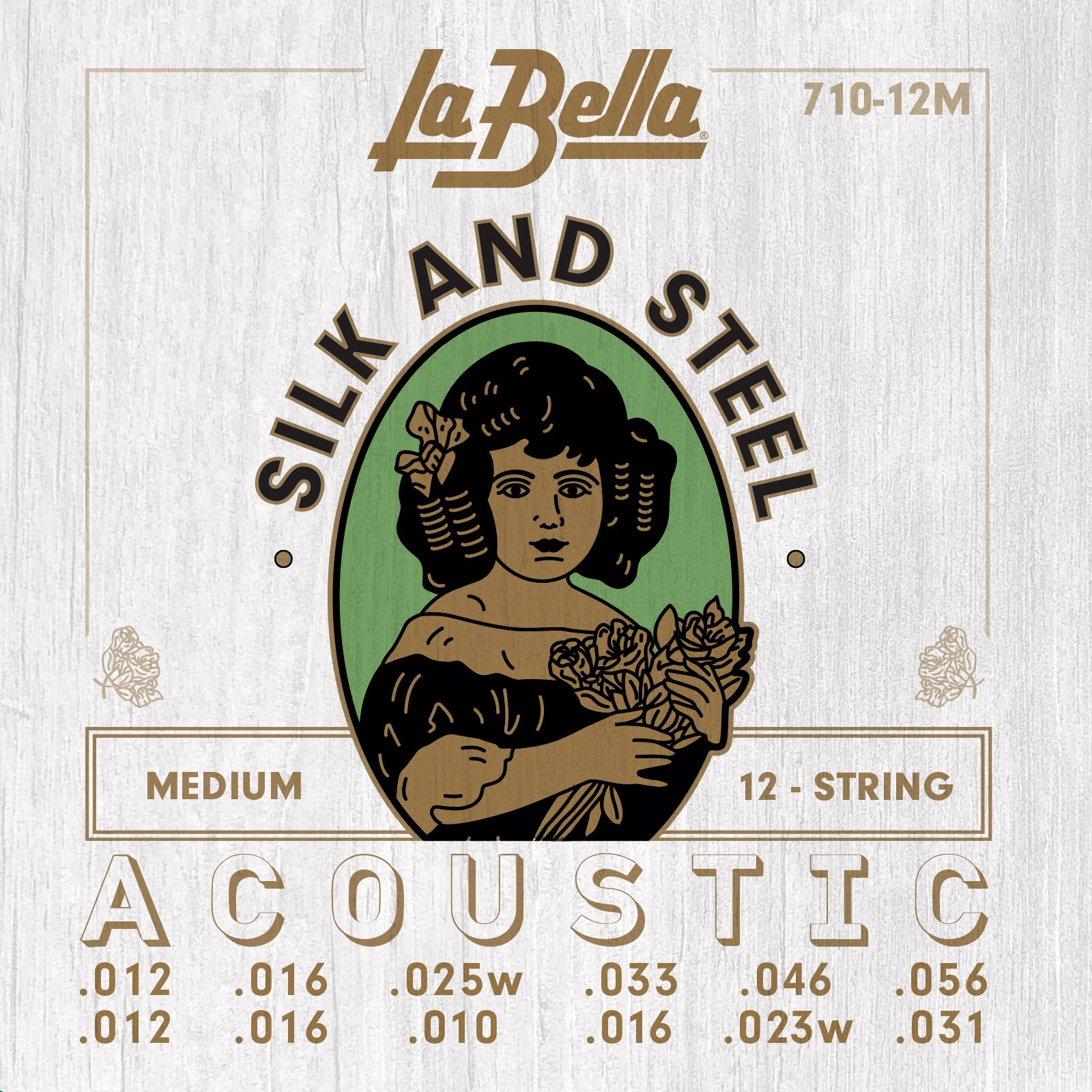 LA BELLA La Bella Silk & Steel | Muta di corde per chitarra acustica 12 corde 710-12M Scalatura:
