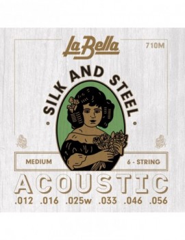 LA BELLA La Bella Silk & Steel | Muta di corde per chitarra acustica 710M Scalatura: 012-016-025W-033-046-056