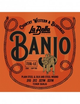 LA BELLA La Bella Banjo | Muta di corde per banjo 4 corde 720L-LE Tensione: Bassa,Estremità: Cappio