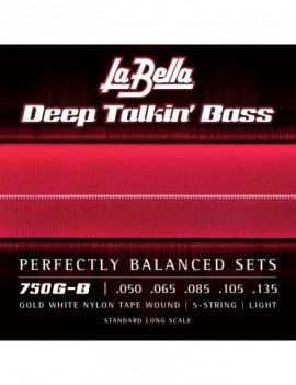 LA BELLA La Bella Gold White Nylon Tape | Muta di corde lisce per basso 5 corde 750G-B Scalatura: 050-065-085-105-135