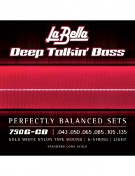 LA BELLA La Bella Gold White Nylon Tape | Muta di corde lisce per basso 6 corde 750G-CB Scalatura: