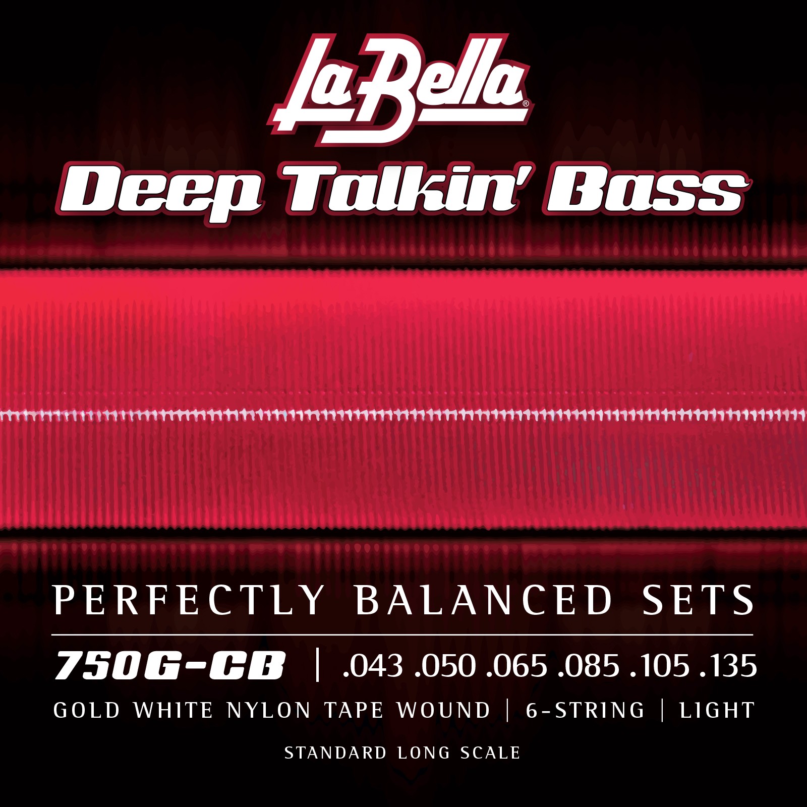 LA BELLA La Bella Gold White Nylon Tape | Muta di corde lisce per basso 6 corde 750G-CB Scalatura: