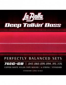 LA BELLA La Bella Copper White Nylon Tape | Muta di corde lisce per basso 6 corde 760C-CB Scalatura: