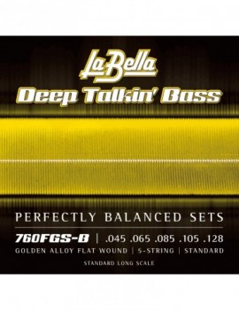 LA BELLA La Bella Deep Talkin' Bass Gold Flats 760FGS-B | Muta di corde lisce per basso 5 corde, 045-128 760FGS-B