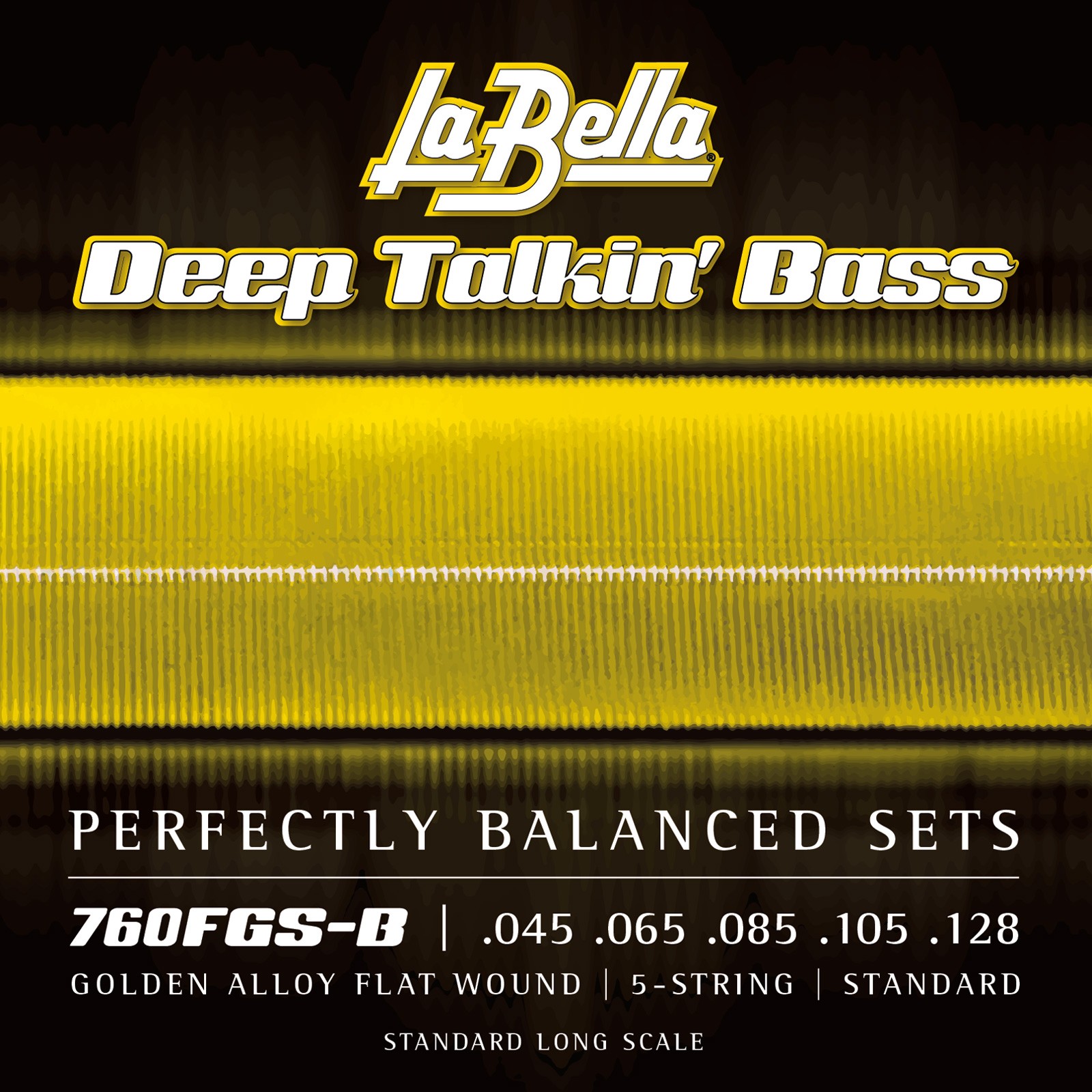 LA BELLA La Bella Deep Talkin' Bass Gold Flats 760FGS-B | Muta di corde lisce per basso 5 corde, 045-128 760FGS-B