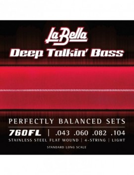 LA BELLA La Bella Stainless Steel Flat Wound | Muta di corde lisce per basso 4 corde 760FL Scalatura: 043-060-082-104