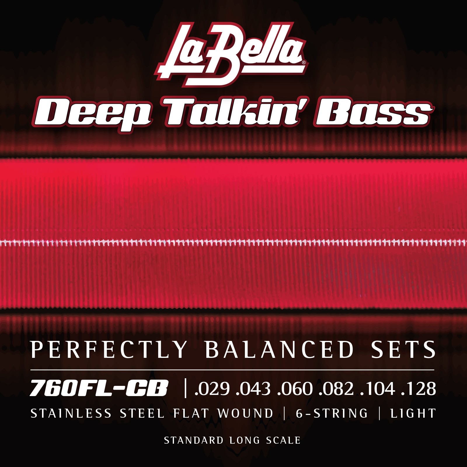 LA BELLA La Bella Stainless Steel Flat Wound | Muta di corde lisce per basso 6 corde 760FL-CB Scalatura: