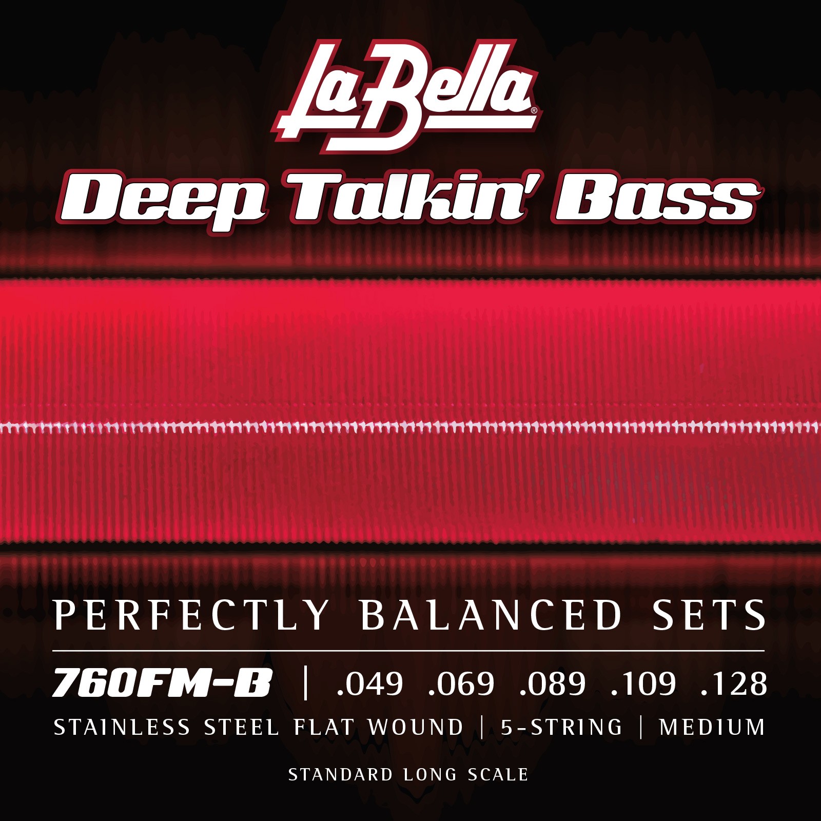 LA BELLA La Bella Stainless Steel Flat Wound | Muta di corde lisce per basso 5 corde 760FM-B Scalatura: