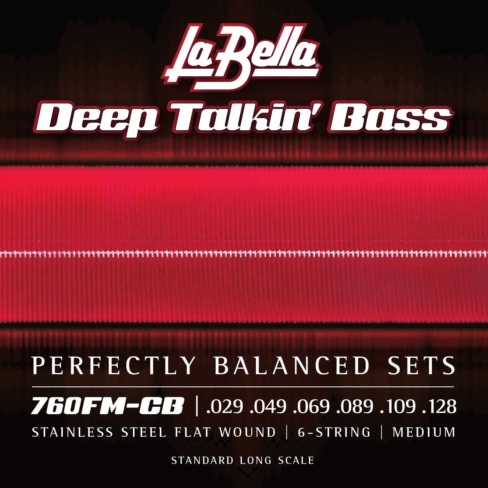 LA BELLA La Bella Stainless Steel Flat Wound | Muta di corde lisce per basso 6 corde 760FM-CB Scalatura: