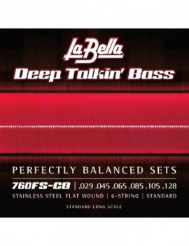 LA BELLA La Bella Stainless Steel Flat Wound | Muta di corde lisce per basso 6 corde 760FS-CB Scalatura: