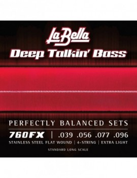 LA BELLA La Bella Stainless Steel Flat Wound | Muta di corde lisce per basso 4 corde 760FX Scalatura: 039-056-077-096