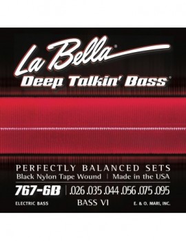 LA BELLA La Bella Bass VI 767 | Muta di corde per chitarra Fender® Bass VI 767-6B Materiale bassi: Black Nylon Tape