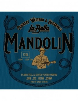 LA BELLA La Bella Mandolin | Muta di corde per mandolino soprano, silver-plated 770L Scalatura: 009p-012p-021w-036w