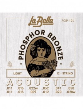 LA BELLA La Bella Phosphor Bronze | Muta di corde per chitarra acustica 12 corde 7GP-12L Scalatura: