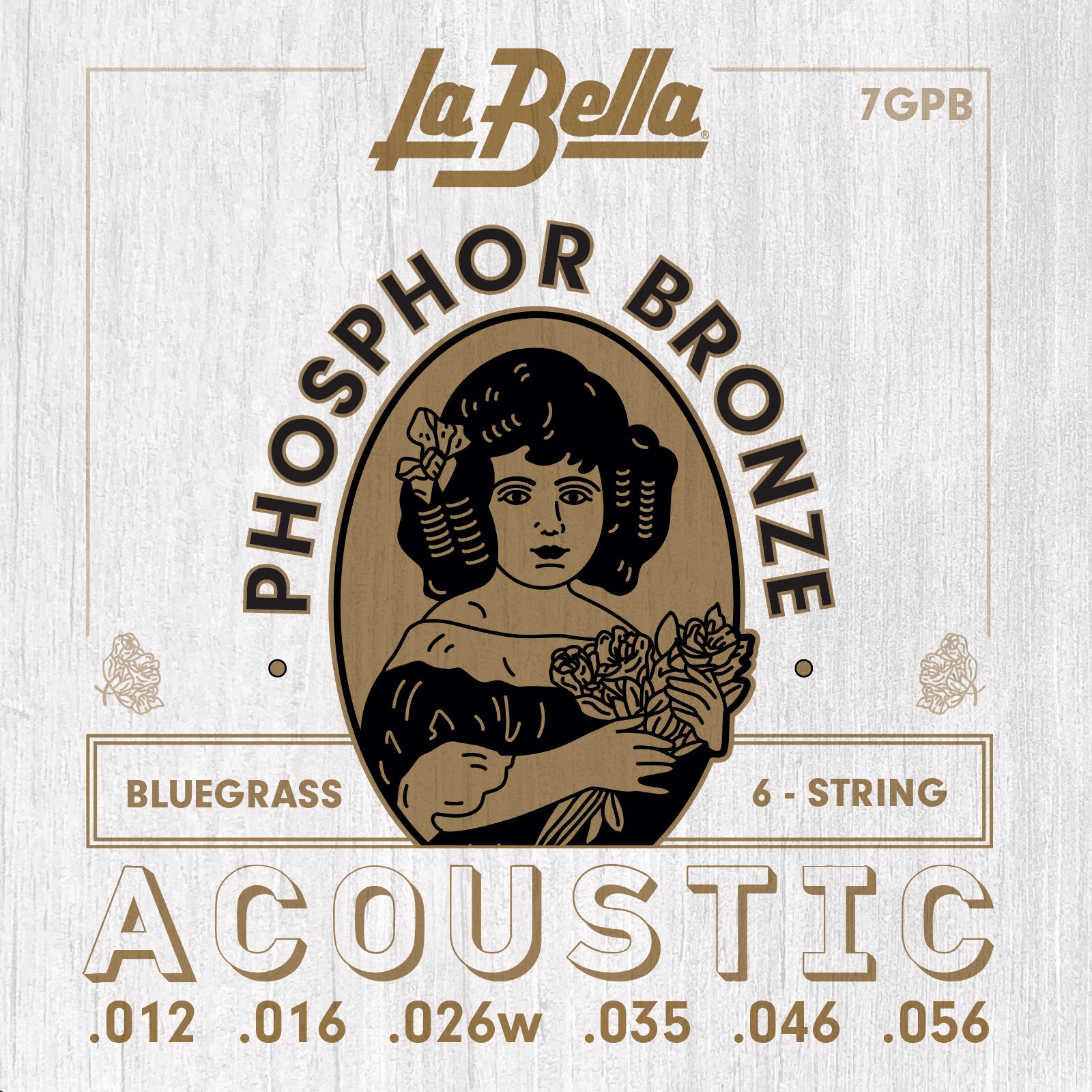 LA BELLA La Bella Phosphor Bronze | Muta di corde per chitarra acustica 7GPB Scalatura: 012-016-026w-035-046-056