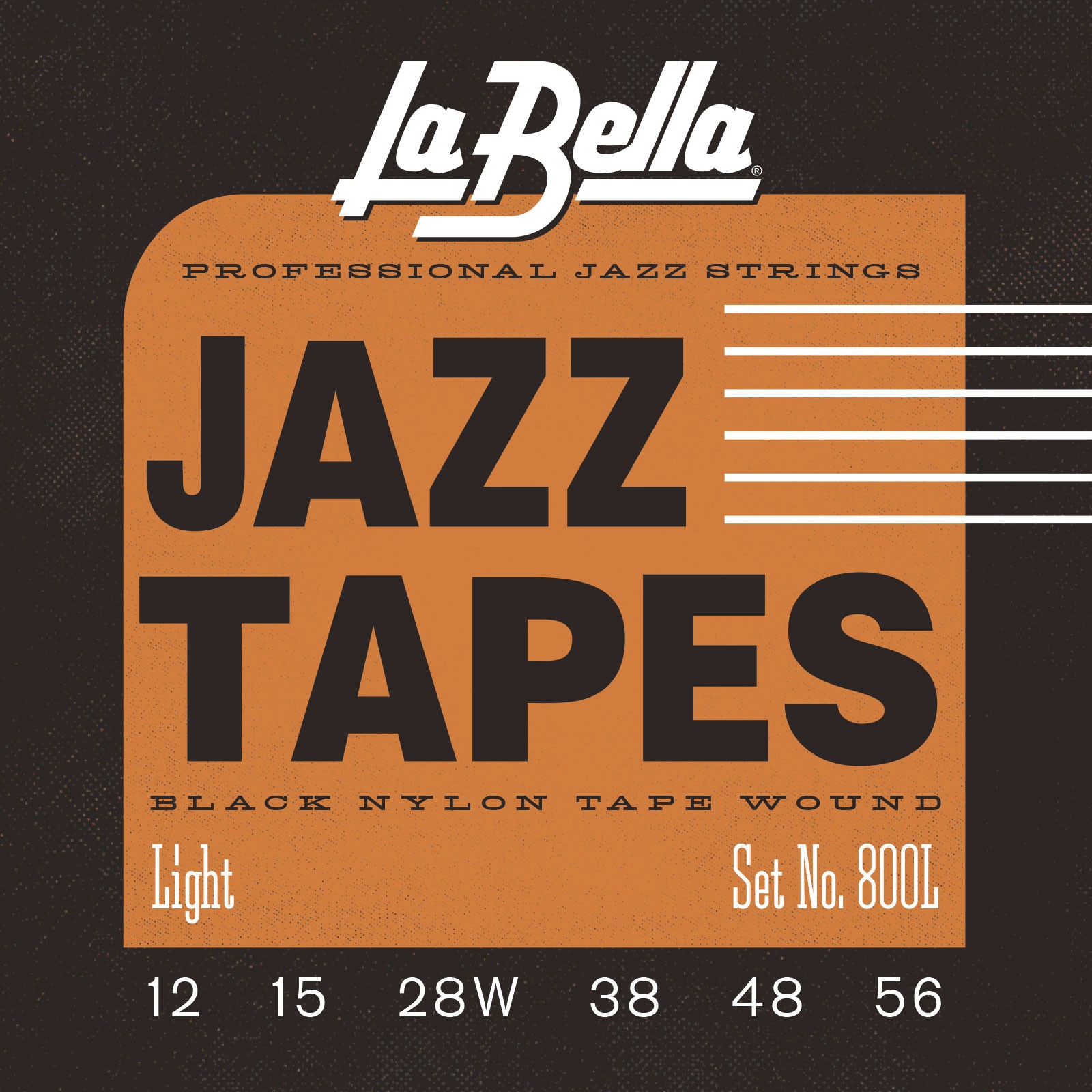 LA BELLA La Bella Jazz Tapes Black | Muta di corde per chitarra elettrica 800L Scalatura: 012-015-028W-038-048-056