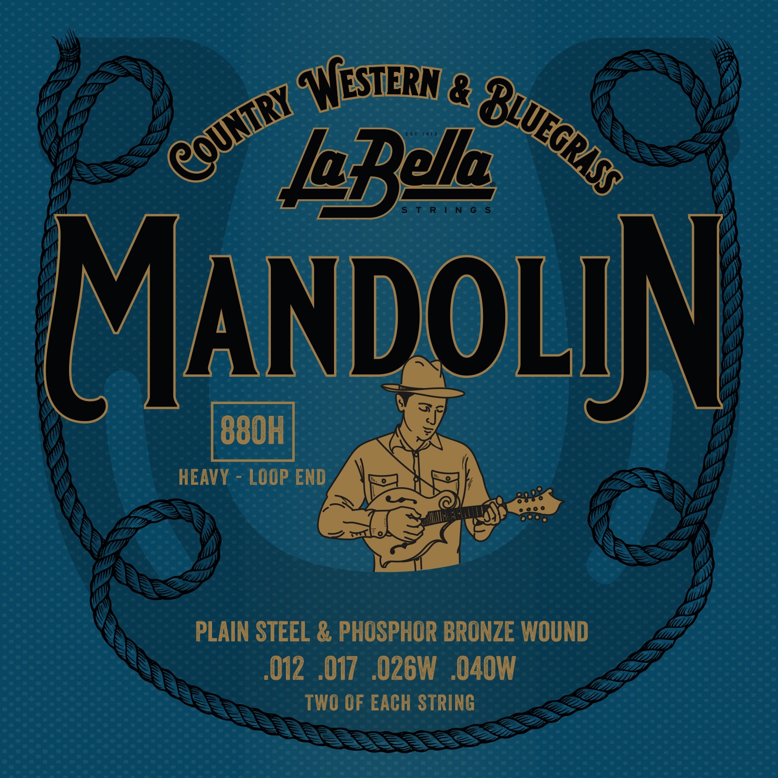 LA BELLA La Bella Mandolin | Muta di corde per mandolino soprano, phosphor bronze 880H Scalatura: 012p-017p-026w-040w
