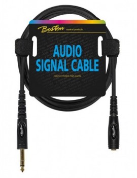 BOSTON Cavo audio, 1x jack F stereo 6.3mm - 1x jack M stereo 6.3mm, 0,75m, nero