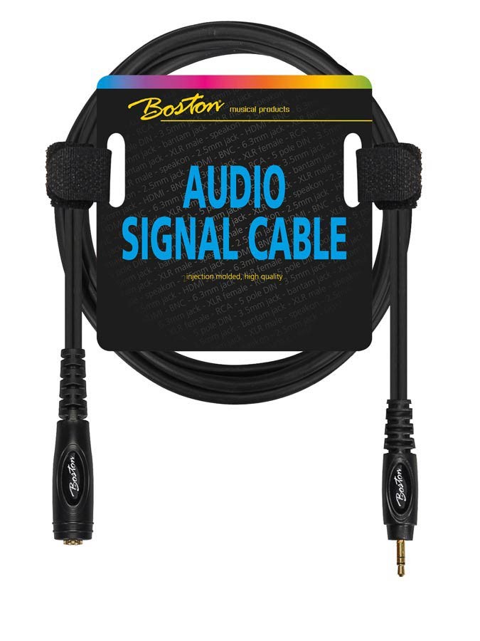 BOSTON Cavo audio, 1x jack F stereo 3.5mm - 1x jack M stereo 3.5mm, 0,30m, nero