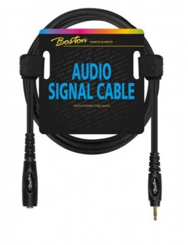 BOSTON Cavo audio, 1x jack F stereo 3.5mm - 1x jack M stereo 3.5mm, 0,75m, nero