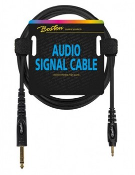 BOSTON Cavo audio, 1x jack M stereo 3.5mm - 1x jack M stereo 6.3mm, 0,30m, nero