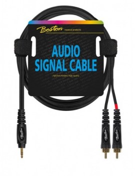BOSTON Cavo audio, 2x RCA M - 1x jack M stereo 3.5mm, 0,30m, nero