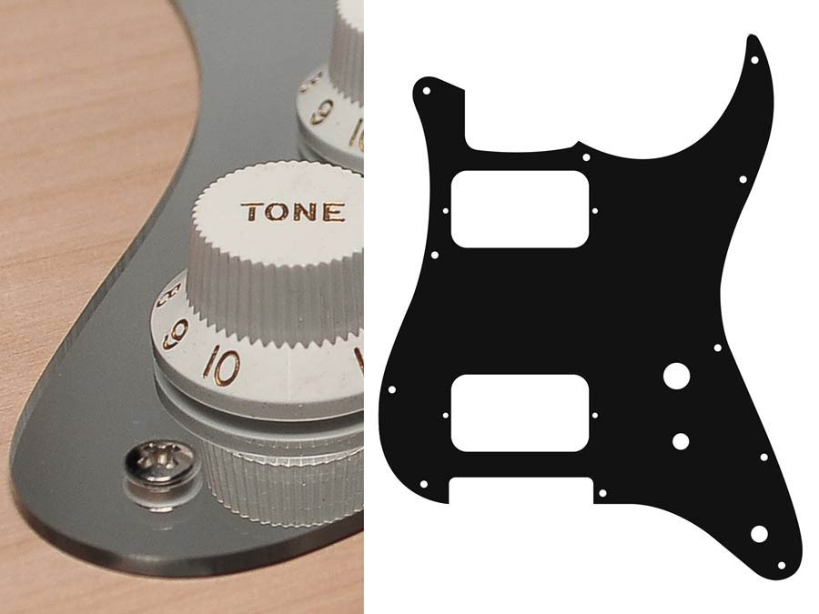 BOSTON Battipenna per chitarra elettrica ST, HH, 2 pot holes, toggle switch, 2 strati, mirror chrome