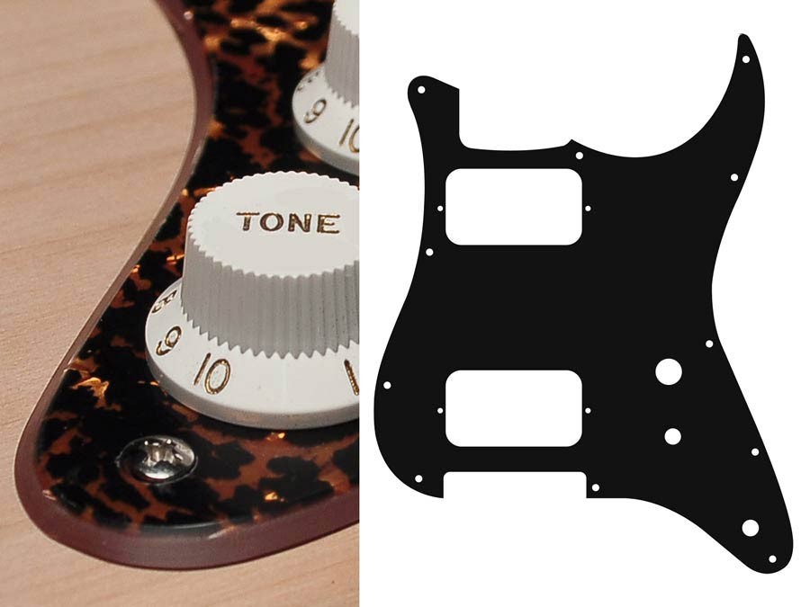 BOSTON Battipenna per chitarra elettrica ST, HH, 2 pot holes, toggle switch, 2 strati, tiger brown pearl
