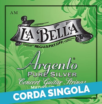 LA BELLA Corda singola La Bella per chitarra classica, modello AM Argento AM5 Scalatura: 032w