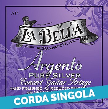LA BELLA Corda singola La Bella per chitarra classica, modello AP Argento AP4 Scalatura: 027w