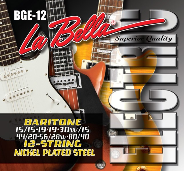LA BELLA La Bella BGE-12 | Muta di corde per chitarra elettrica 12 corde baritona, 015-080 BGE-12
