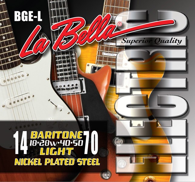 LA BELLA La Bella Baritone | Muta di corde per chitarra elettrica baritona BGE-L Scalatura: 014-018-028W-040-050-070