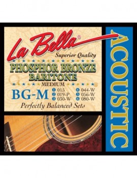 LA BELLA La Bella Baritone | Muta di corde per chitarra acustica baritona BG-M Scalatura: 015-019-030w-044-056-080