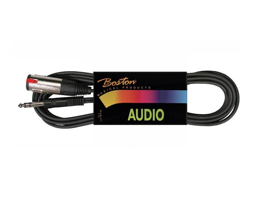 BOSTON Cavo audio, 1x jack M stereo 6.3mm - 1x jack F stereo 6.3mm, 3,00m, nero