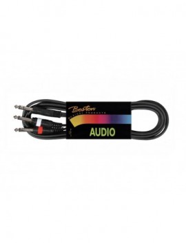 BOSTON Cavo audio, 2x jack M mono 6.3mm - 1x jack M stereo 6.3mm, 1,50m, nero