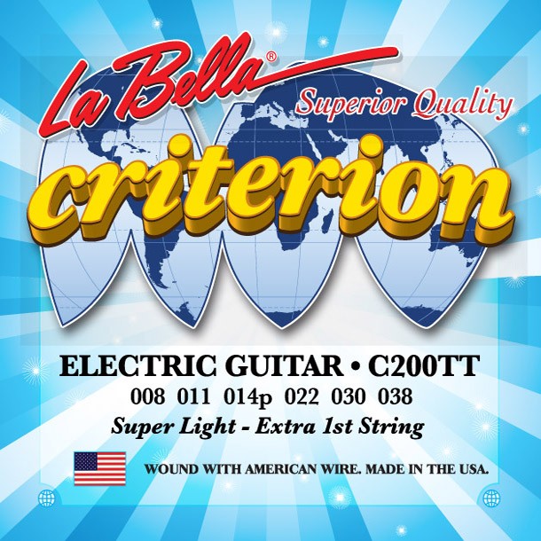 LA BELLA La Bella Criterion | Muta di corde per chitarra elettrica C200TT Scalatura: 008-011-014-022-030-038