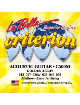 LA BELLA La Bella Criterion Golden Alloy | Muta di corde per chitarra acustica C500M Scalatura: 013-017-026-035-046-056