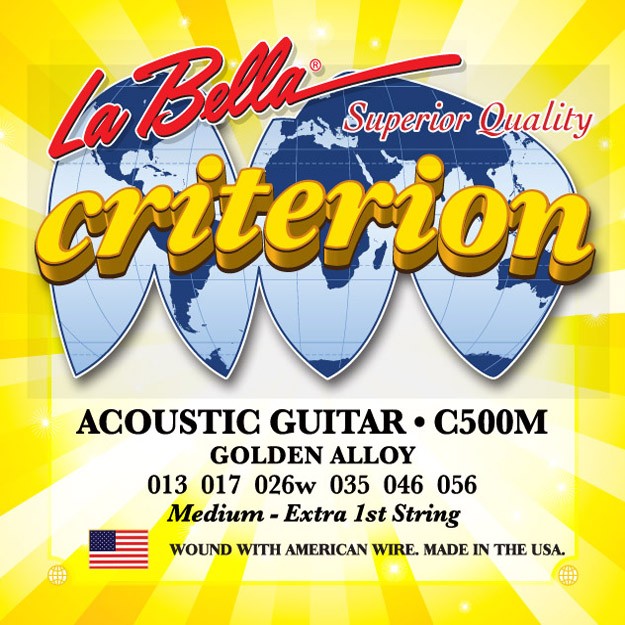 LA BELLA La Bella Criterion Golden Alloy | Muta di corde per chitarra acustica C500M Scalatura: 013-017-026-035-046-056