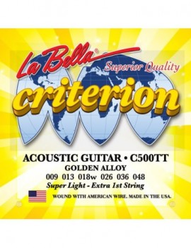 LA BELLA La Bella Criterion Golden Alloy | Muta di corde per chitarra acustica C500TT Scalatura: 009-013-018-026-036-048