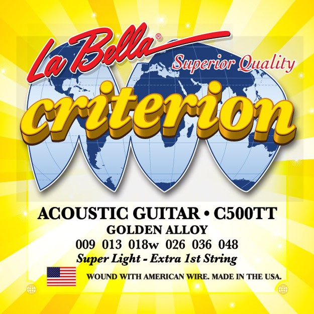 LA BELLA La Bella Criterion Golden Alloy | Muta di corde per chitarra acustica C500TT Scalatura: 009-013-018-026-036-048